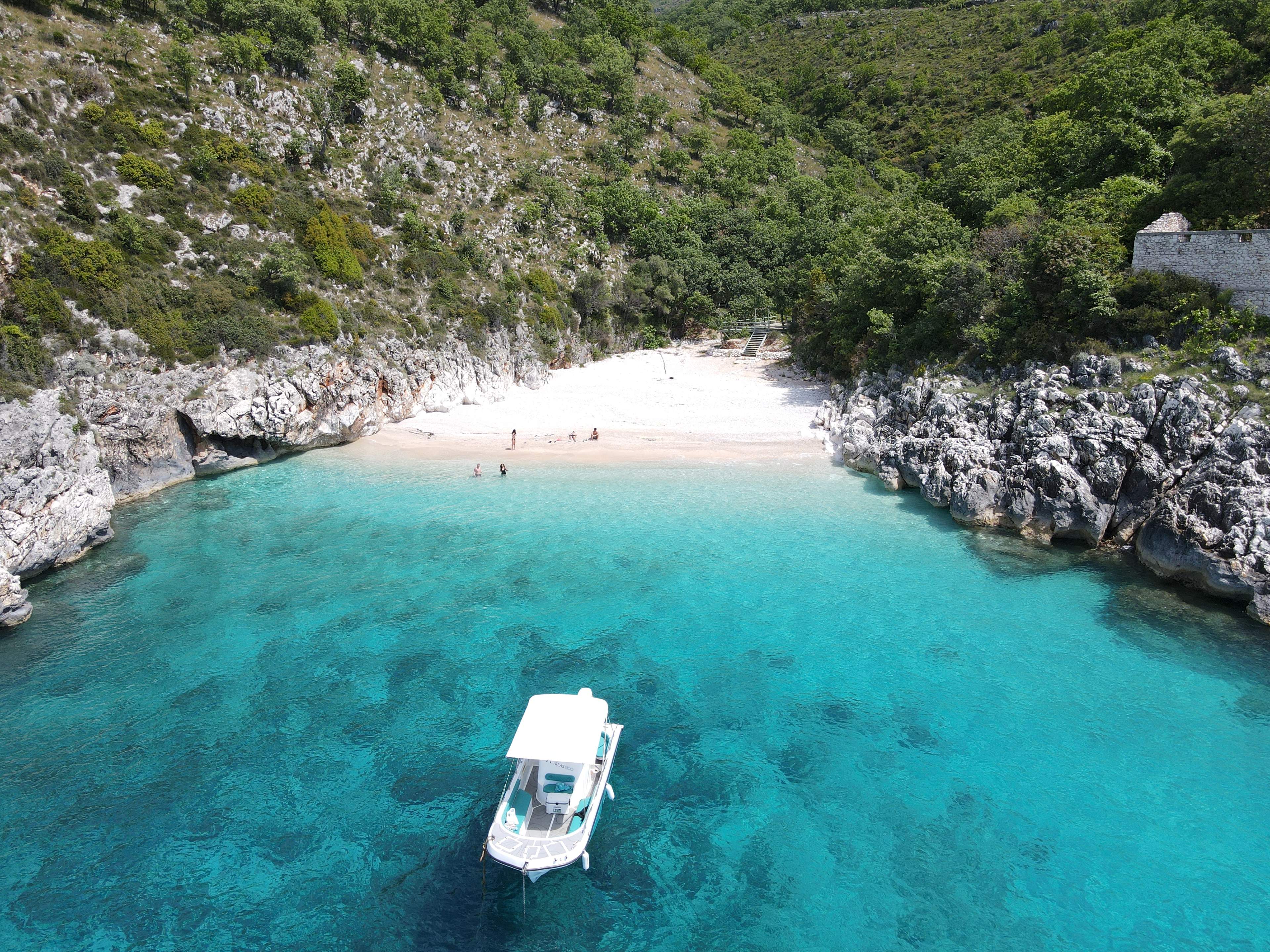 The Drymades, Dhërmi coastline from the air